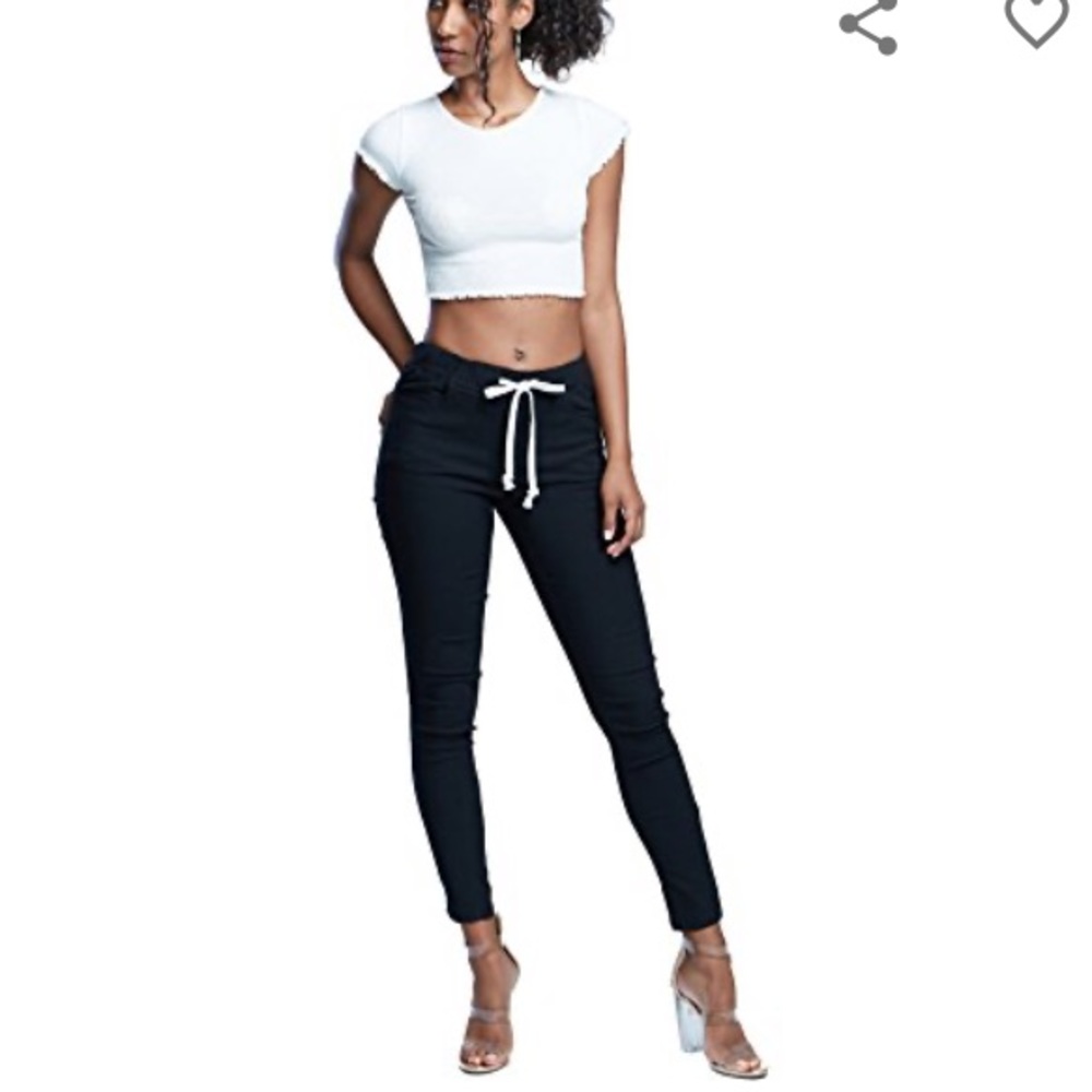 Red Fox Twill Black Joggers Drawstring Skinny